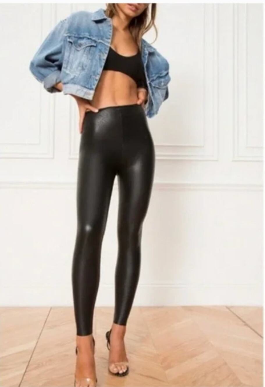 Commando Perfect Control Faux-Leather Legging Black Womens Medium